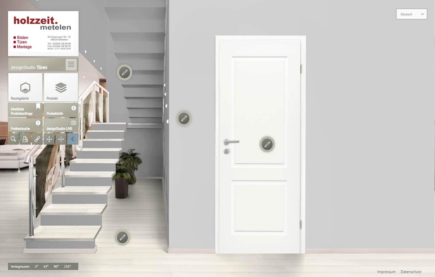 Ansicht designStudio Türen von holzzeit.metelen - digitale Innenraum und Türengestaltung online Türmontage