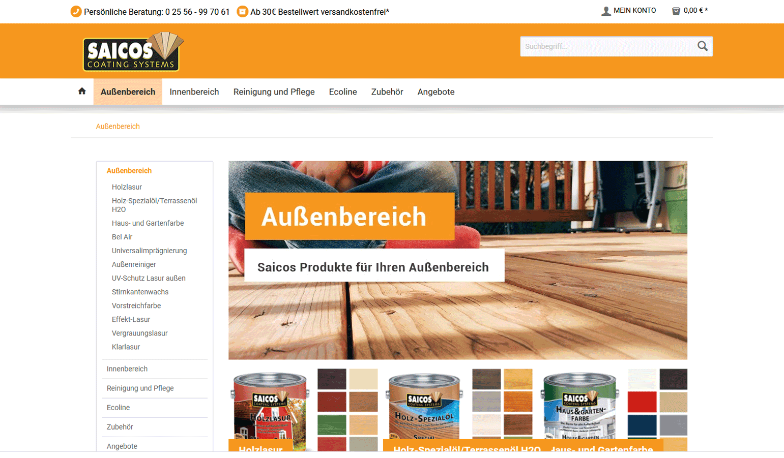 Screenshot Saicos-Shop Holzzeit Metelen